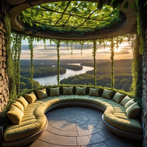 Overlook Alcove with Canopy Ivy Roof: Perched atop a slender sto...