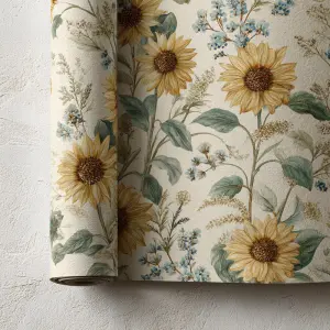 flat 2D surface design, vintage farmhouse prairie floral pattern...
