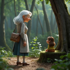 mujer delgada con el pelo totalmente blanco, de unos 70 años,con...