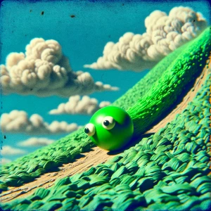 A pea rolling down a hill