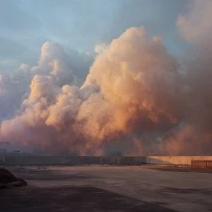 I angle in the far back ground lots of smoke and clouds fill the...