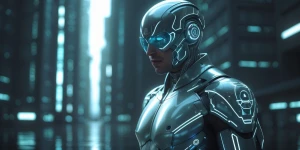 In the depths of a cybernetic metropolis, a luminously sophistic...