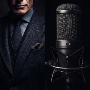 Generate a photo of a sophisticated, British man exuding profess...