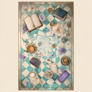 Print-ready junk journal page, A4 portrait full-bleed (approx. 2...