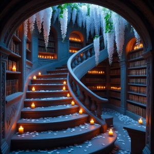Explore the enchanting Secret Wisteria Stairwell Library: Ascend...