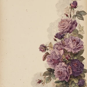 Victorian Mauve Rose Journal Page (Unlined, Side Bouquet Right)...