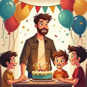 Create a vibrant cartoon-style image for Henry's birthday party...