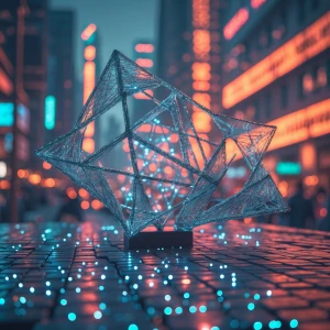 In the heart of a bustling cityscape, a mesmerizing display of u...