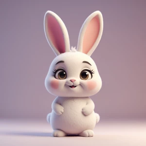 cute bunny character, small round body, soft pastel colors, big...