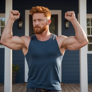 Ultra-realistic photo of a 35-year-old muscular fair-skinned man...