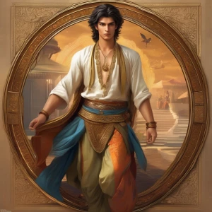 Create an image of a young barchested Young man with an athletic...