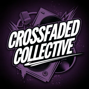 Create a logo for "Crossfaded Collective," a street-smart hip-ho...