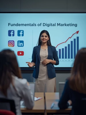 Ultra-realistic image of an Indian female corporate trainer, age...