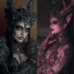 Give the the picture heavy makeup and make it full body