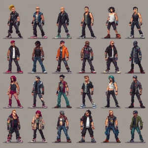 game characters. urban. fighting game. punks. many sprites. 2d....