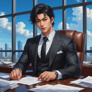 Create a hyper-realistic digital illustration of a a handsome Ja...
