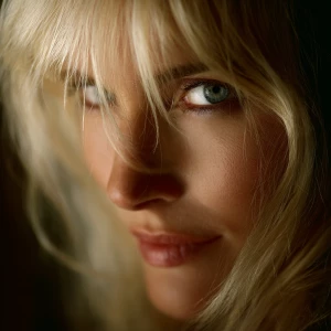 Um retrato próximo de Daryl Hannah, capturando seus traços marca...