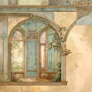 Print-ready junk journal page, A4 portrait full-bleed, 300 DPI....