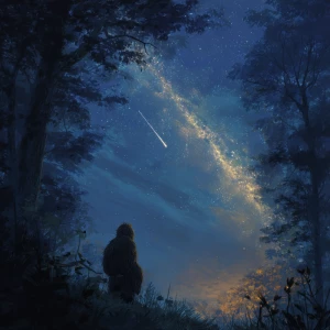 Show a large meteor in the sky over wooded area in Ohio. Show a...