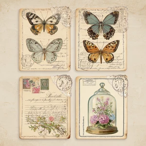 Victorian Butterfly Cabinet – 4 Cards (Romantic Specimens)
Prin...