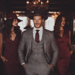 Handsome man dressed in suit getting the ladies