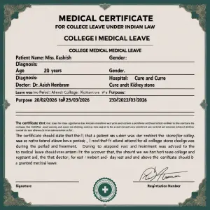 Create an English medical certificate for college leave under In...