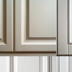 Capture a solitary kitchen cabinet door elegantly painted in a s...