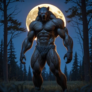 Imagine a majestic scene in a moonlit forest clearing, where a f...