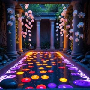 Pool of Glowing Stones: At the heart of the chamber rests a shal...