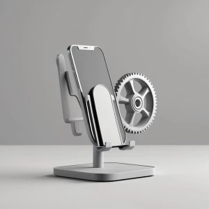 2D concept design of a modern smartphone stand, minimalist indus...
