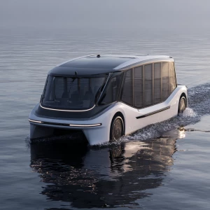 High three-quarter view (35° above the horizon, front-left), con...