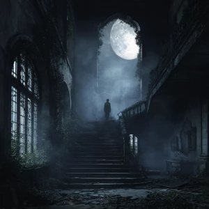 Create an image that captures an otherworldly and eerie scene in...