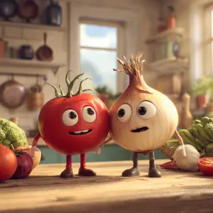 A highly detailed cinematic 3D animated scene featuring two livi...