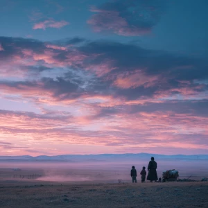 Create image 8K Quality Resolution A cold, windswept Mongolian s...