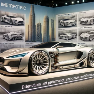 A modified concept BMW with large kidney grille, side skirts, lo...