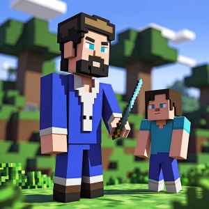 Minecraft character interviewing napoleon