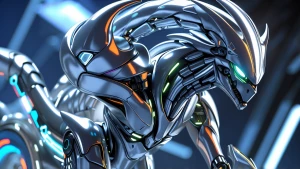 A sleek silver helical hunter with a dynamic spiral body gleams...
