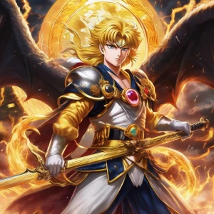 Illustrate Zenitsu Agatsuma surrounded by crackling thunder that...