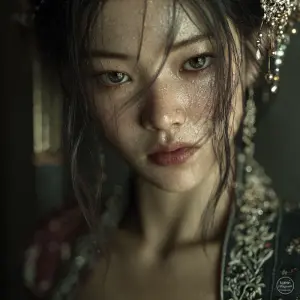 Ultra-realistic portrait of a young East Asian woman, soft natur...