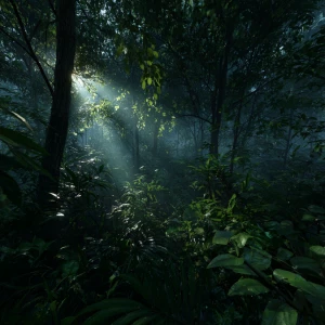 Generate a detailed and realistic image of a dark green early mo...