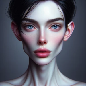 can you create a androgynous person, who has pale skin, blue sir...