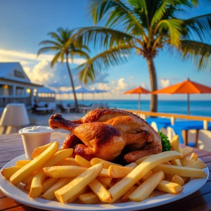 Delicious half chicken and chips for 160 at beacon island resort