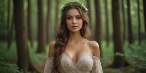 Make a beautiful woman pic in forest