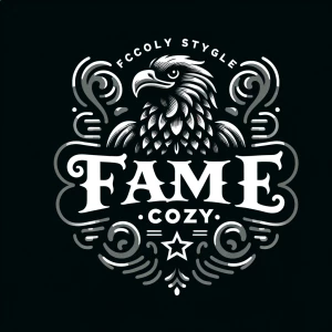 Make me a cool and artful vector logo that says "FameCozy.Co" in...
