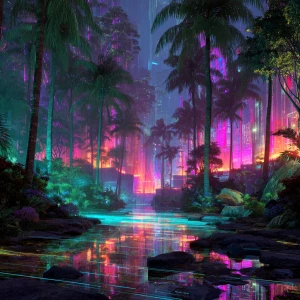 Gorgeous cyberpunk tron inspired landscape