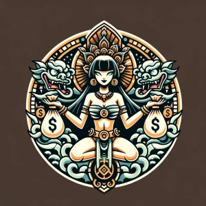 Illustrate a captivating goddess-demoness avatar or mascot style...