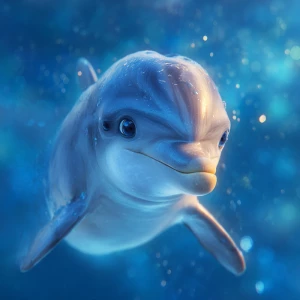 baby dolphin calf named Dolly, playful and adorable,
Swimming in...