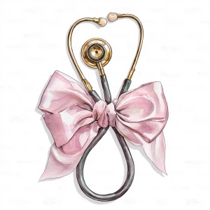 watercolor clipart of a medical stethoscope formed into a heart...