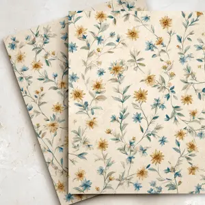 flat printable background paper, rustic farmhouse floral vine pa...