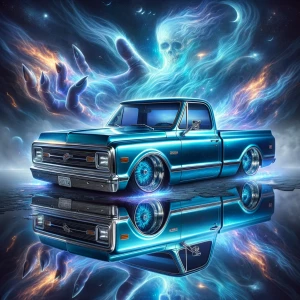 A classic chrome candy cyan blue   1983 C10 truck short whell ba...